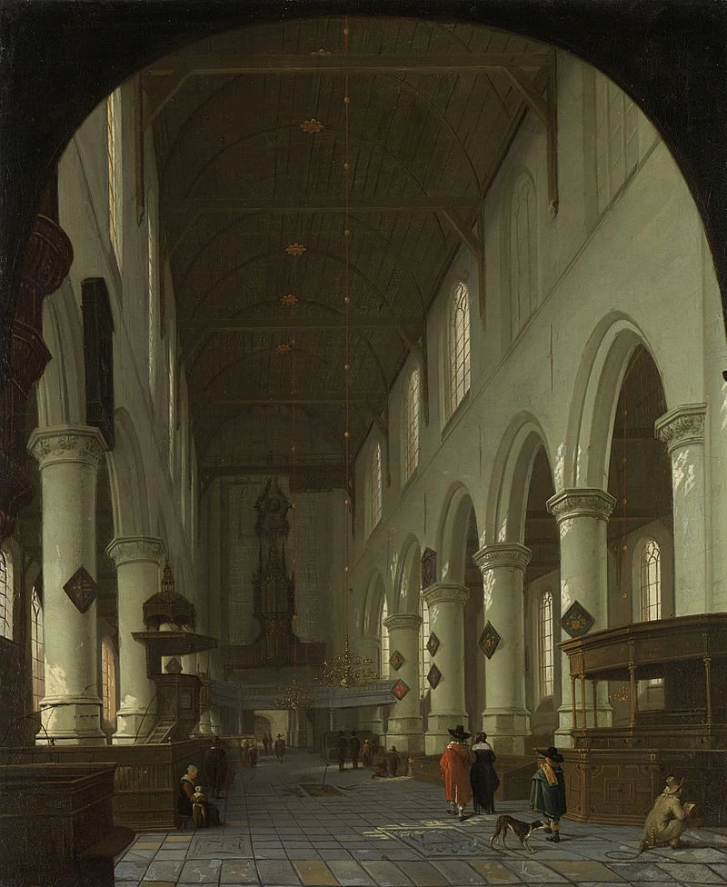 Interno dell'Oude Kerk a Delft dal coro verso il portale del Rijksmuseum